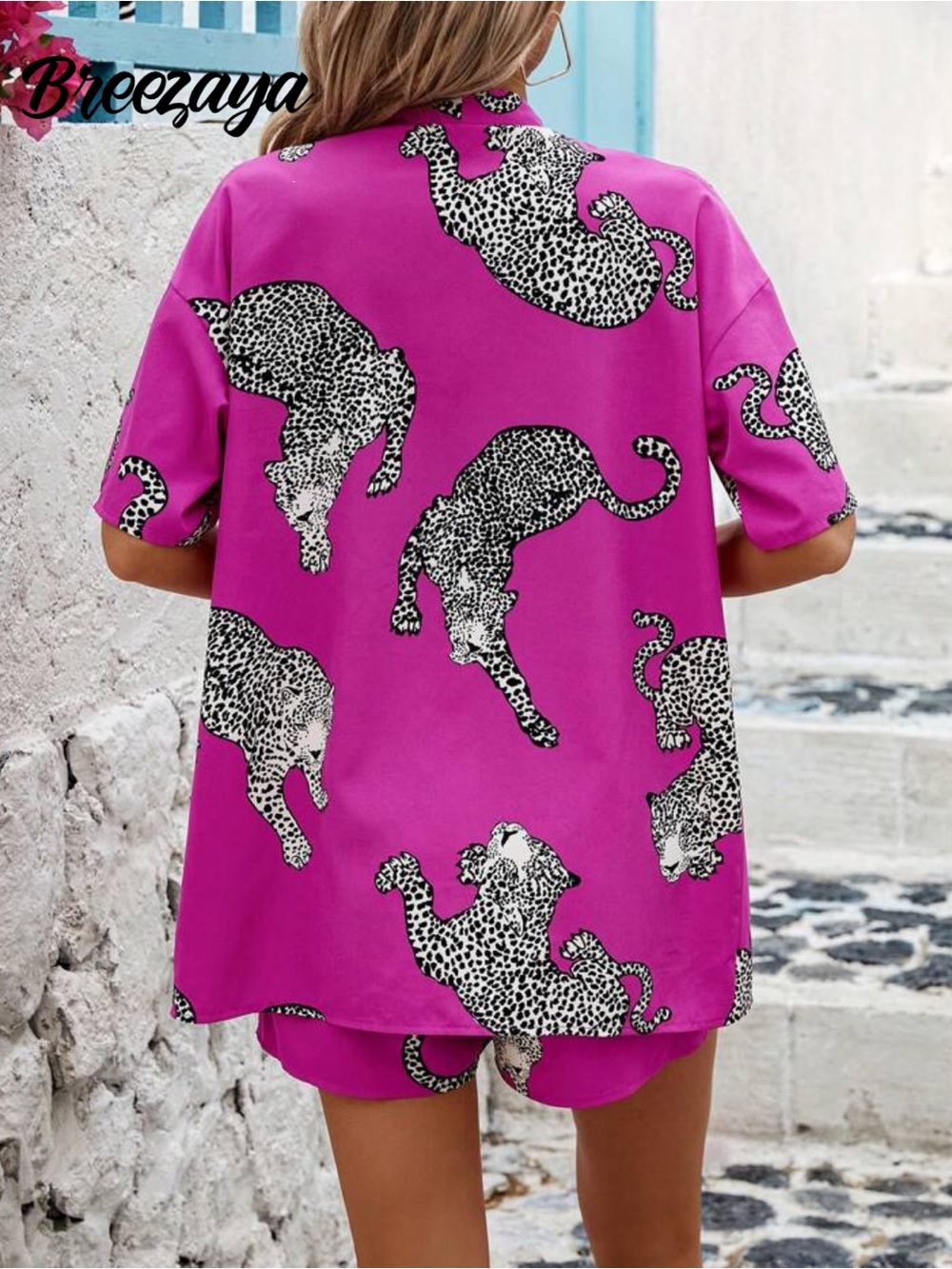 Fuchsia Leopard Print Two-Piece Summer Set - brand new! - Picture 2 of 4
